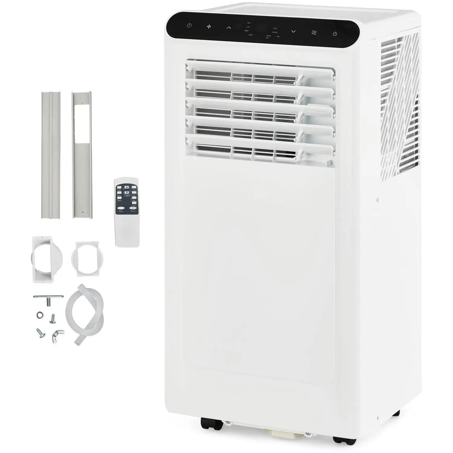 Garvee 14K/10K/8K BTU Fast & Quiet Cooling Portable Air Conditioner, 4‑In‑1 AC Unit with Dehumidifier & Fan, LED/LCD Display, Remote Control, 24H Timer, 4‑Way Swing, 360° Wheels & Window Kit for Bedroom Office Home